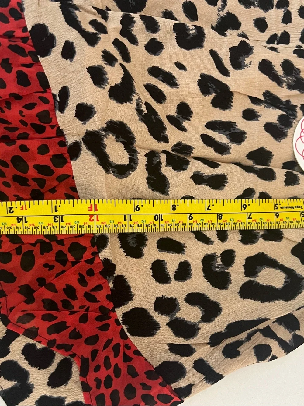 Umgee Leopard Print Ruffle Shorts in Tan, Black & Red Accent Size M NWT
